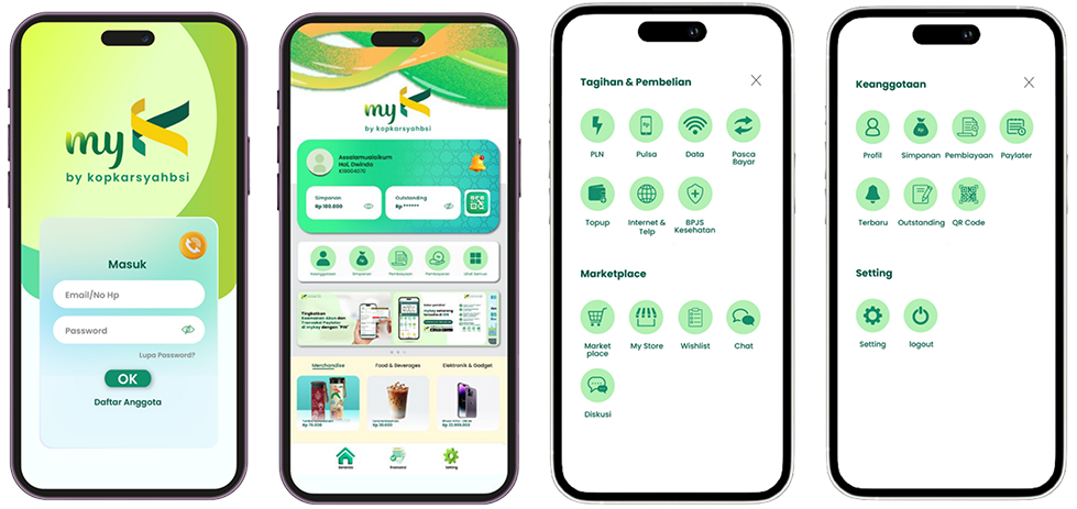 Tampilan aplikasi mobile Kopsyah BSI di smartphone